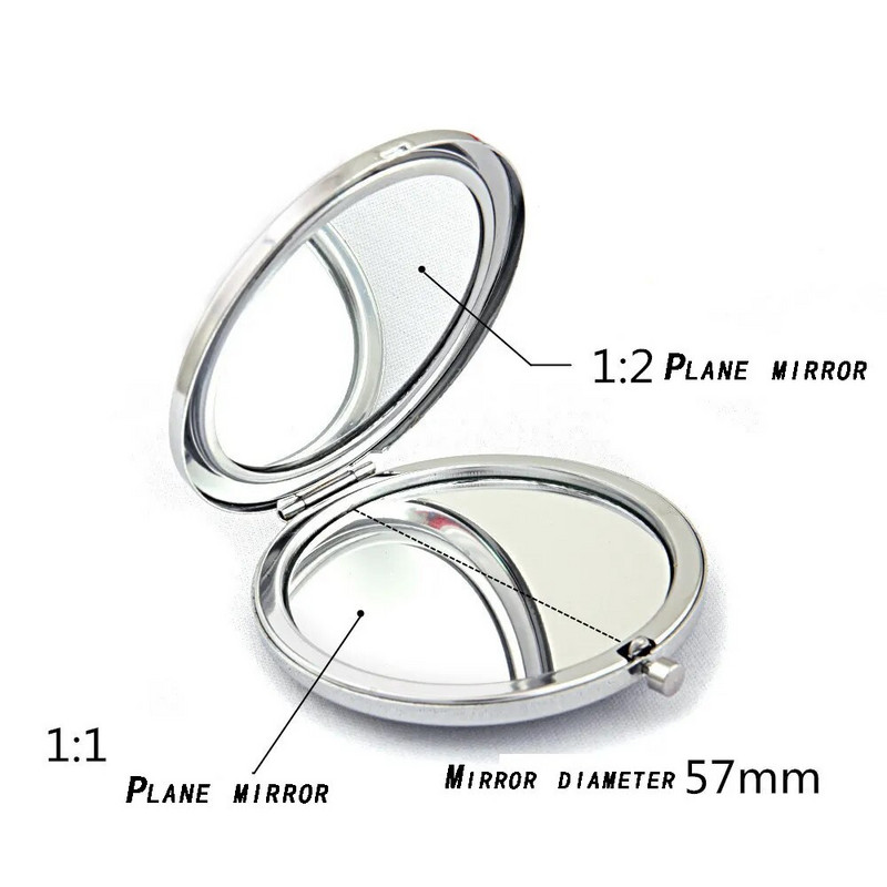 Spīdīgs dimanta kosmētikas spogulis, pārnēsājams abpusējs, salokāms kabatas kosmētikas spogulis sievietēm, meitenēm HD 2X tualetes spogulis grima rīki