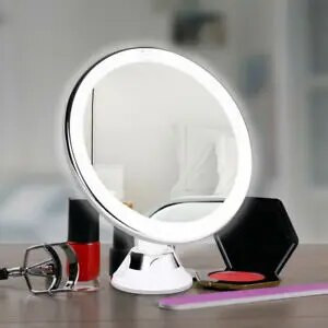 10 kartų didinamasis makiažo veidrodis su LED šviesa 360 laipsnių besisukantis kosmetinis kosmetinis makiažo veidrodis siurbimo puodelis vonios kambario dušo veidrodis