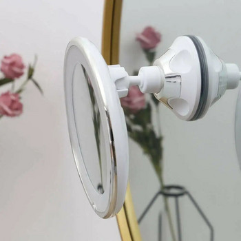 10X увеличително огледало за грим с LED светлина Въртящо се на 360 градуса козметично огледало за грим Вендуза Огледало за душ за баня