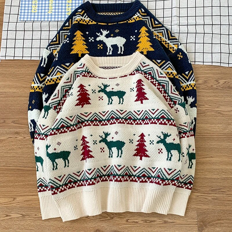 Női pulóver O-nyakú Pár Karácsonyi pulóver szarvas Jumper köntös Húzó nő Pulóverek Ősz Tél Férfi Ruházat Női Pulóverek