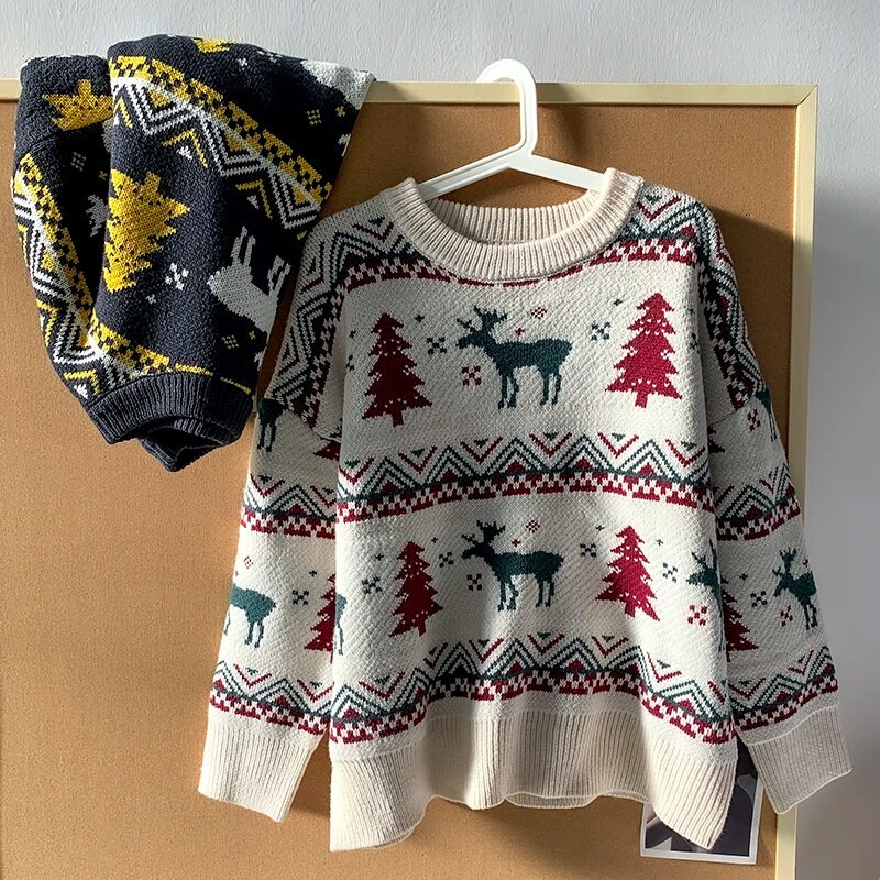 Női pulóver O-nyakú Pár Karácsonyi pulóver szarvas Jumper köntös Húzó nő Pulóverek Ősz Tél Férfi Ruházat Női Pulóverek
