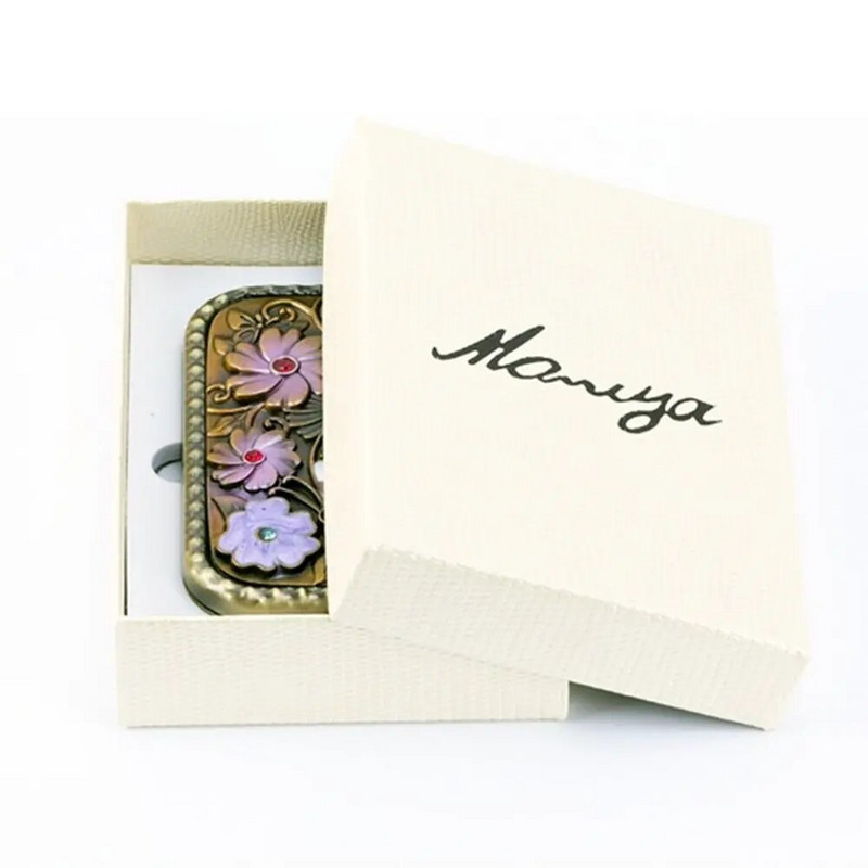 Retro makiažo veidrodis, nešiojamasis vintage povas, kosmetinis sulankstomas veidrodis, tuščiaviduris metalinis kompaktiškas kišeninis veidrodis kelionės