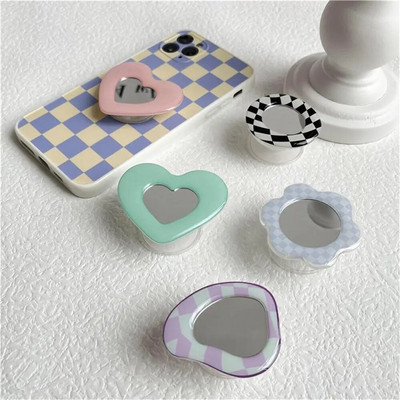 Mini oglindă cu flori de lalele, oglinzi portabile de machiaj, extensibile, compacte, pentru telefon mobil, suport pentru airbag, oglindă, instrumente cosmetice