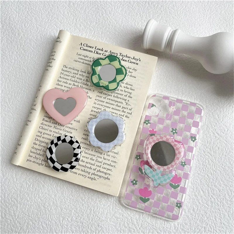 Mini džepno ogledalo s cvijetom tulipana Prijenosna ogledala za šminkanje Rastezljivi kompaktni nosač zračnog jastuka za mobitel Ogledalo Kozmetički alati