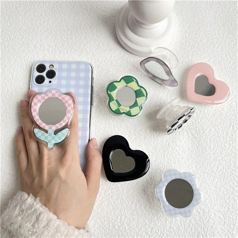 Mini džepno ogledalo s cvijetom tulipana Prijenosna ogledala za šminkanje Rastezljivi kompaktni nosač zračnog jastuka za mobitel Ogledalo Kozmetički alati