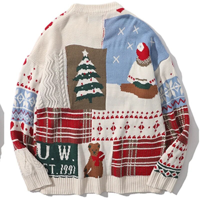 COYOTES karácsonyi pulóver férfi női téli kötött pulóver 2021 új patchwork pulóverek meleg, túlméretezett pulóverek uniszex pulóverek