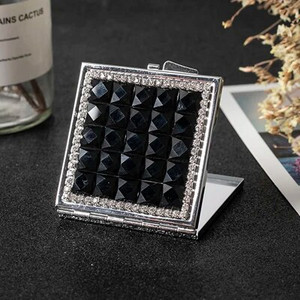 Mini kabatas kosmētikas spogulis, no divām pusēm salokāms kompakts spoguļa grims, 8 krāsu kristāla vairumtirdzniecība ballītes, dāvanas, suvenīri