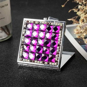 Mini kabatas kosmētikas spogulis, no divām pusēm salokāms kompakts spoguļa grims, 8 krāsu kristāla vairumtirdzniecība ballītes, dāvanas, suvenīri