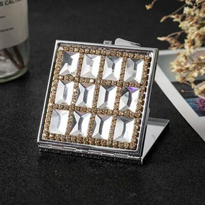 Mini kabatas kosmētikas spogulis, no divām pusēm salokāms kompakts spoguļa grims, 8 krāsu kristāla vairumtirdzniecība ballītes, dāvanas, suvenīri