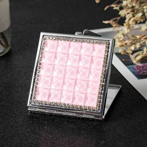 Mini kabatas kosmētikas spogulis, no divām pusēm salokāms kompakts spoguļa grims, 8 krāsu kristāla vairumtirdzniecība ballītes, dāvanas, suvenīri