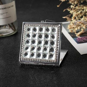 Mini kabatas kosmētikas spogulis, no divām pusēm salokāms kompakts spoguļa grims, 8 krāsu kristāla vairumtirdzniecība ballītes, dāvanas, suvenīri