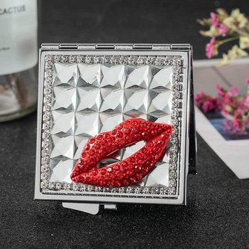 Мини джобно козметично огледало за грим, 2-странно сгъваемо ръчно компактно огледало за гримиране на червени устни, сувенири на едро, подаръци, сувенири