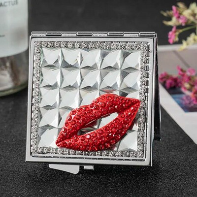 Mini Pocket kozmetikai sminktükör, 2 oldalra összehajtható, kézi kompakt tükör smink vörös ajak, nagykereskedelmi party szívességek Ajándékok Emléktárgyak