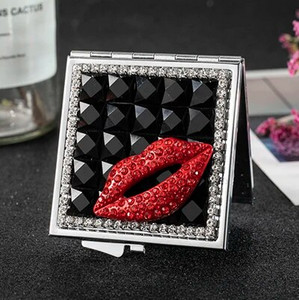 Mini Pocket kozmetikai sminktükör, 2-arcú, összehajtható kompakt tükör smink, virágos szív csípős ajak, nagykereskedelmi party-ajándékok