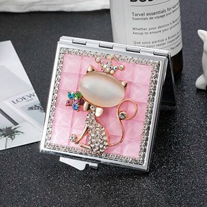 Mini Pocket kozmetikai sminktükör, 2-arcú, összehajtható kompakt tükör smink, virágos szív csípős ajak, nagykereskedelmi party-ajándékok