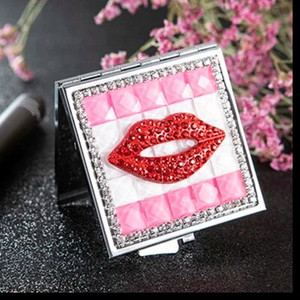 Mini Pocket kozmetikai sminktükör, 2-arcú, összehajtható kompakt tükör smink, virágos szív csípős ajak, nagykereskedelmi party-ajándékok