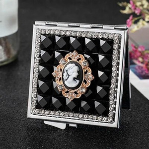 Mini Pocket kozmetikai sminktükör, 2-arcú, összehajtható kompakt tükör smink, virágos szív csípős ajak, nagykereskedelmi party-ajándékok