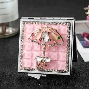 Mini Pocket kozmetikai sminktükör, 2-arcú, összehajtható kompakt tükör smink, virágos szív csípős ajak, nagykereskedelmi party-ajándékok