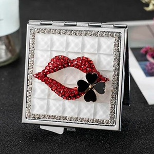 Mini Pocket kozmetikai sminktükör, 2-arcú, összehajtható kompakt tükör smink, virágos szív csípős ajak, nagykereskedelmi party-ajándékok