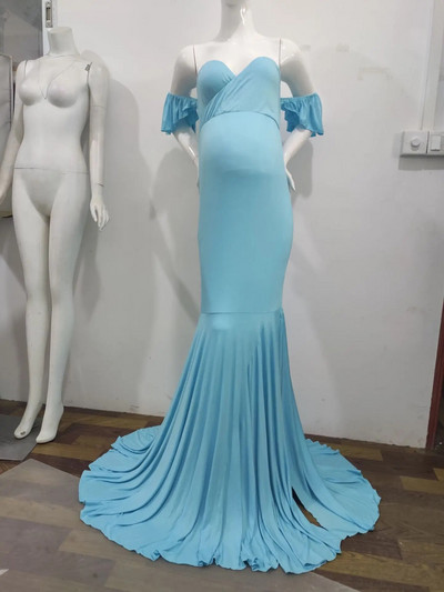 Sirena Pamučne haljine za trudnice Fotografiranje Trudnice Seksi trudnice bez ramena Rekviziti za fotografije Odjeća za tuširanje djeteta