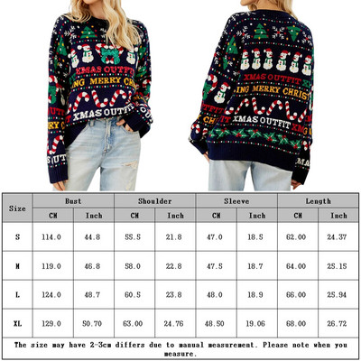 Ziemassvētki sieviešu trikotāžas džemperis brīvi pieguļošs sniegavīrs džemperi ar garām piedurknēm ikdienas džemperi Jaungada ikdienas apģērbs sieviešu apģērbs