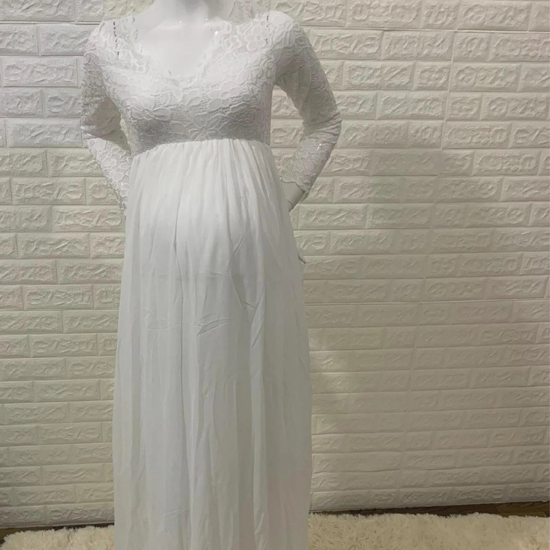 Grūtnieču kleita grūtniecēm ar garām piedurknēm mežģīņu savārstījums grūtniecei Seksīga kleita ar vaļīgu asti grūtniecei