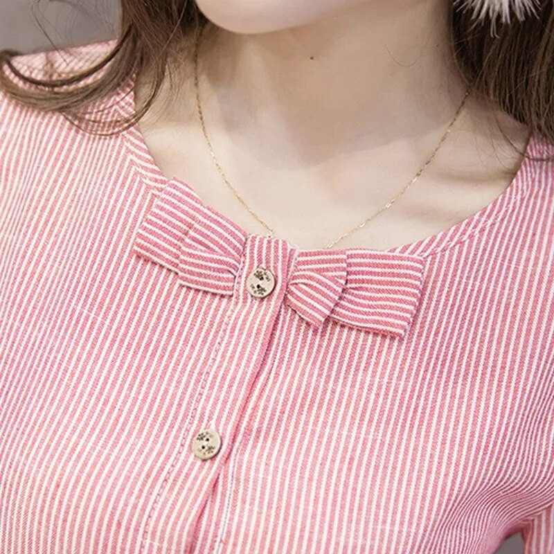 Πουκάμισα για έγκυες γυναίκες Φιόγκος Άνοιξη Χαλαρά άνετα Μπλούζες εγκυμοσύνης Μόδα Ριγέ ρούχα εγκυμοσύνης Casual πουκάμισο