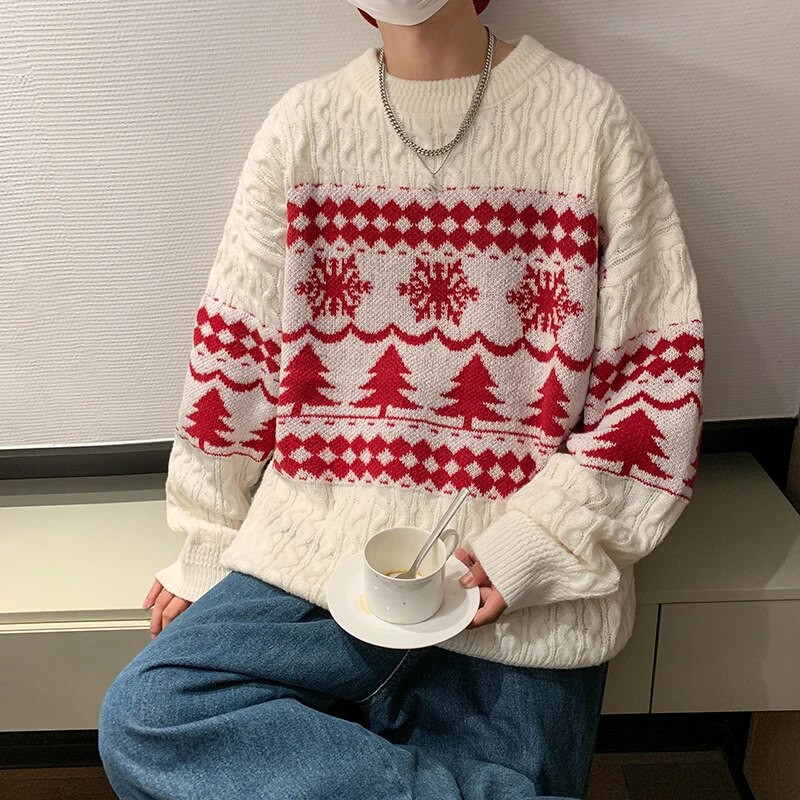 Zongke Ziemassvētku trikotāžas džemperis vīriešiem Džemperi Korejas apģērbi Vīriešu izstrādājumi Apaļa apkakle Rudens Adījums Ziemas Vīriešu 2023 Jaunums