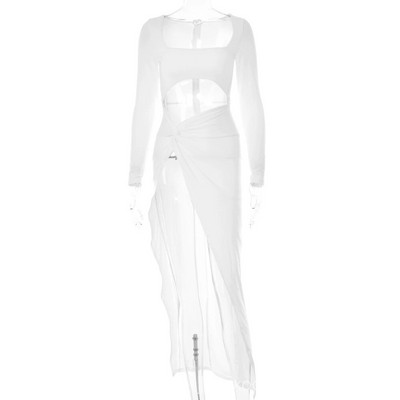 Fotografiranje za trudnice Ženska seksi haljina bez struka sa šupljim izrezom i ovratnikom za trudnice, jednobojna haljina s visokim prorezom