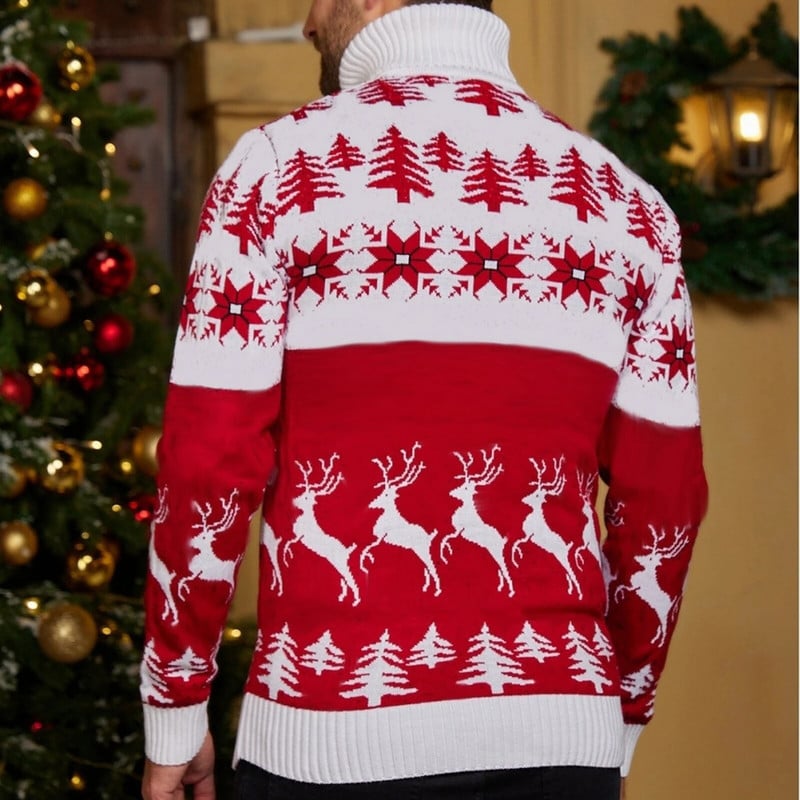 Moteriški megztiniai megztiniai su snaigėmis, gelsvai gelsvai nerti megztiniai Vyriški kalėdiniai vėžliai, rudens žiemos šilti džemperiai