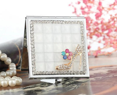 Mini džepno kozmetičko ogledalo za šminkanje, dvostrano sklopivo ručno kompaktno ogledalo za šminkanje cvjetnih cipela, veleprodajni darovi za zabave, poklon suvenir