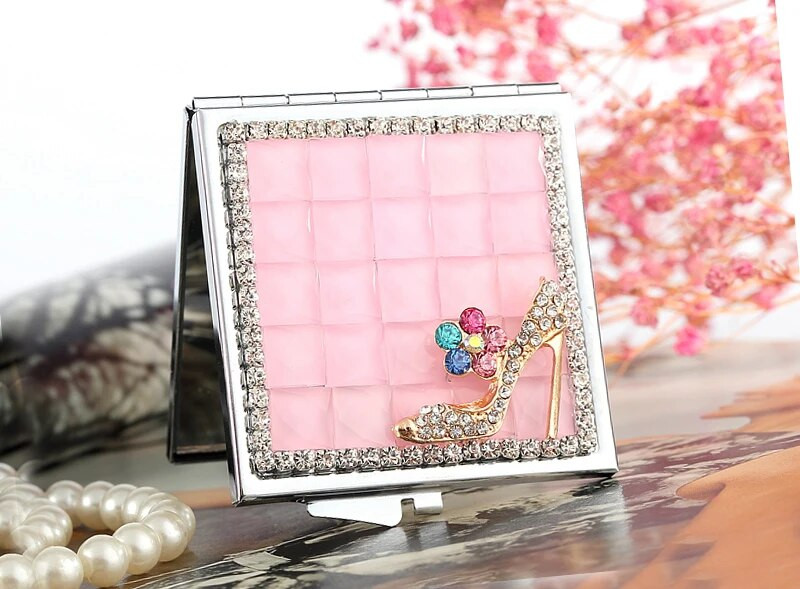 Mini džepno kozmetičko ogledalo za šminkanje, dvostrano sklopivo ručno kompaktno ogledalo za šminkanje cvjetnih cipela, veleprodajni darovi za zabave, poklon suvenir