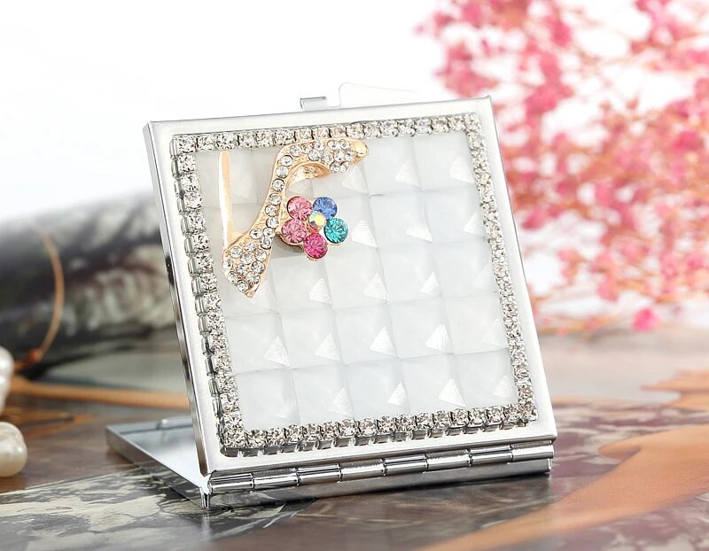 Mini džepno kozmetičko ogledalo za šminkanje, dvostrano sklopivo ručno kompaktno ogledalo za šminkanje cvjetnih cipela, veleprodajni darovi za zabave, poklon suvenir