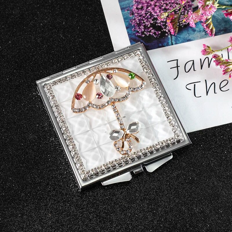 Modno žensko mini džepno kozmetičko ogledalo za šminkanje, dvostrano sklopivo kompaktno ogledalo za uljepšavanje, veleprodajni pokloni za zabave