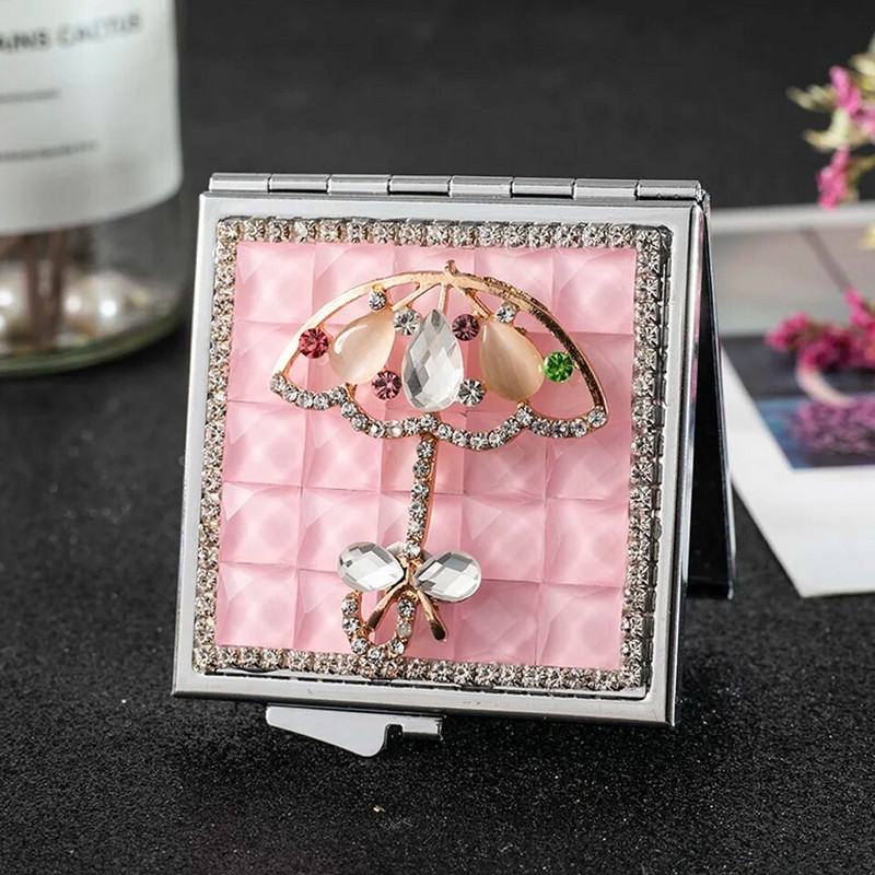 Modno žensko mini džepno kozmetičko ogledalo za šminkanje, dvostrano sklopivo kompaktno ogledalo za uljepšavanje, veleprodajni pokloni za zabave