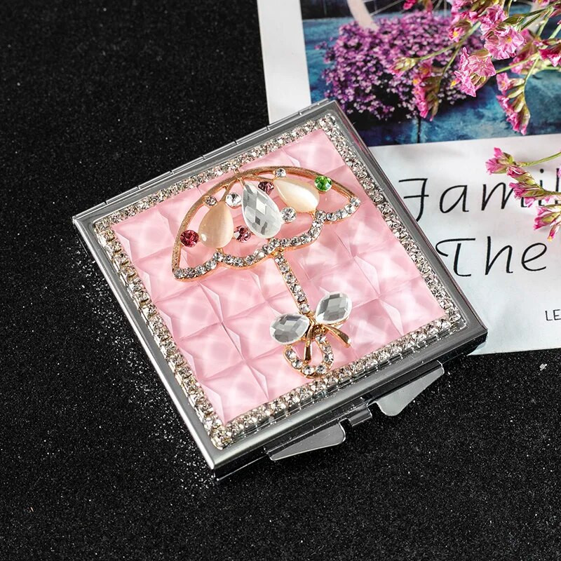 Modno žensko mini džepno kozmetičko ogledalo za šminkanje, dvostrano sklopivo kompaktno ogledalo za uljepšavanje, veleprodajni pokloni za zabave