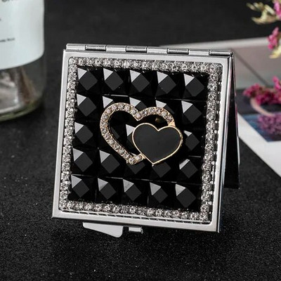 Mini Pocket Kosmētiskais kosmētikas spogulis, Divpusēji salokāms ar roku kompakts spogulis grims Sirds, Vairumtirdzniecība ballīšu dāvanas, suvenīri