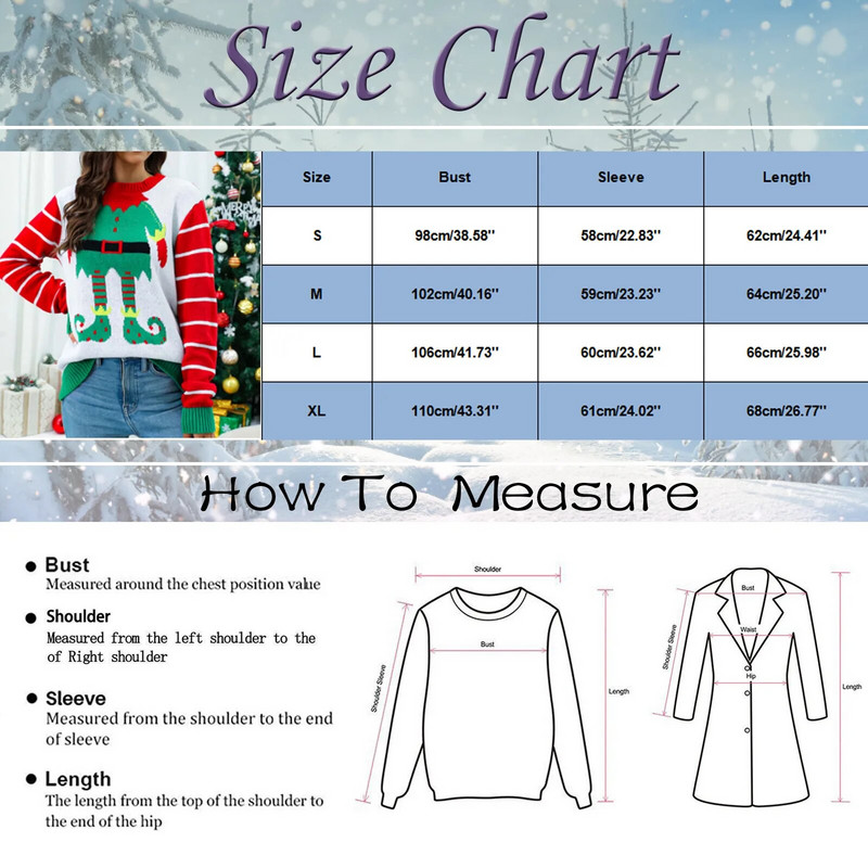 Novi pulover za 2023. Ženski božićni pleteni predmeti s printom crtića Gornji dijelovi Jesen Zima Puloveri s O-izrezom i dugim rukavima Božićni džemperi