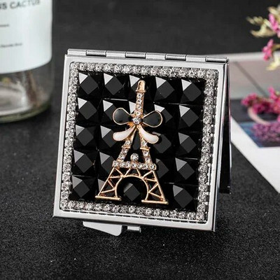 Mini kabatas kosmētikas spogulis, no abām pusēm salokāms, ar roku kompakts skaistumkopšanas spogulis Eifeļa tornis, vairumtirdzniecības ballīšu dāvanas