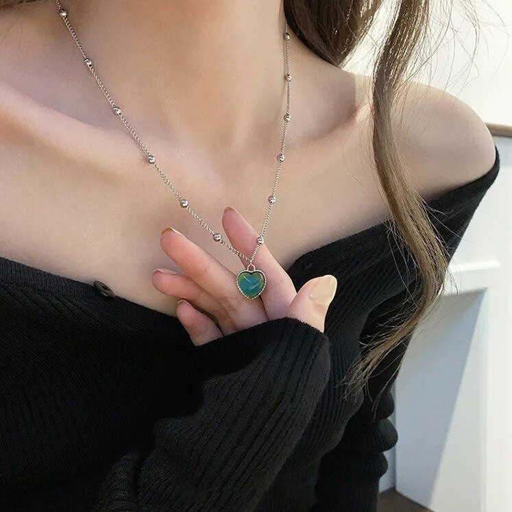 Feeling Emotional Sensitive Αποχρωματισμός Αγάπη Κρεμαστό Κολιέ από ανοξείδωτο ατσάλι με χάντρες κολιέ αλυσίδα δώρο Κοσμήματα Νέα μόδα