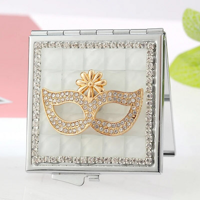 Mini Pocket Kosmētiskais kosmētikas spogulis, No abām pusēm salokāms mazs, kompakts rokas spoguļa grima maska, seksīga maska, vairumtirdzniecības ballīšu dāvanas