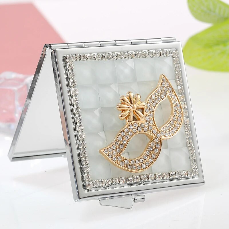 Mini Pocket Kosmētiskais kosmētikas spogulis, No abām pusēm salokāms mazs, kompakts rokas spoguļa grima maska, seksīga maska, vairumtirdzniecības ballīšu dāvanas