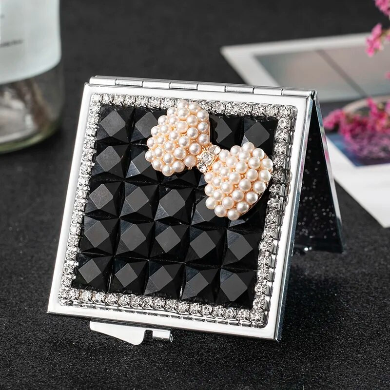 Mini Pocket kosmētikas spogulis, no abām pusēm salokāms ar roku kompakts spogulis grima mezgls, vairumtirdzniecība ballītes, dāvanas, suvenīri