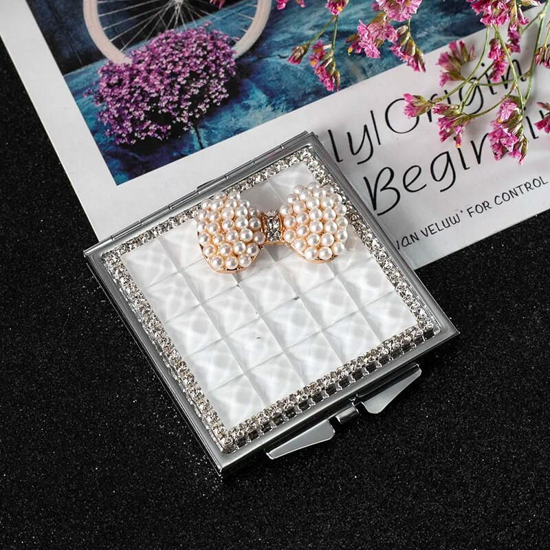 Mini Pocket kosmētikas spogulis, no abām pusēm salokāms ar roku kompakts spogulis grima mezgls, vairumtirdzniecība ballītes, dāvanas, suvenīri