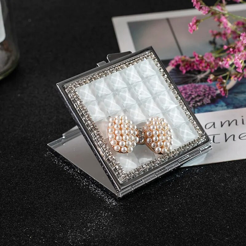 Mini Pocket kosmētikas spogulis, no abām pusēm salokāms ar roku kompakts spogulis grima mezgls, vairumtirdzniecība ballītes, dāvanas, suvenīri