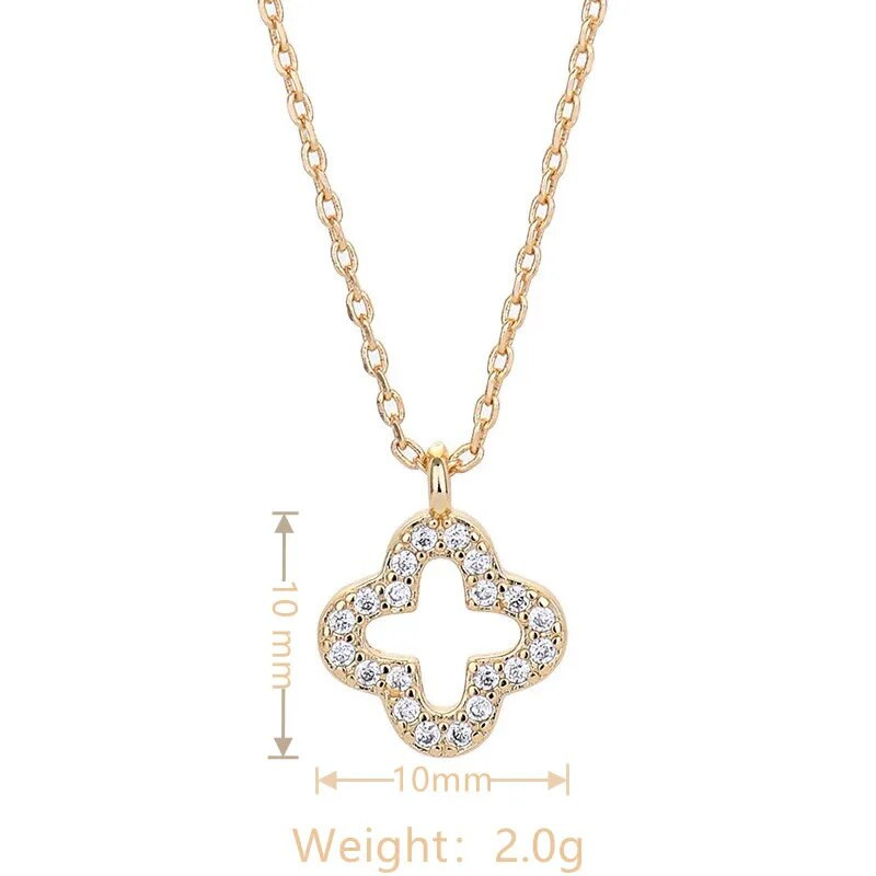 Jednostavna sretna ogrlica s djetelinom s četiri lista za žene, lančić, galvanizirani privjesak od bijelog zlata i modnog nakita