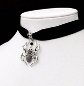 Spider Choker Black Velvet Choker gótikus ékszer Pókháló nyaklánc