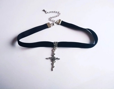 Spider Choker Black Velvet Choker gótikus ékszer Pókháló nyaklánc