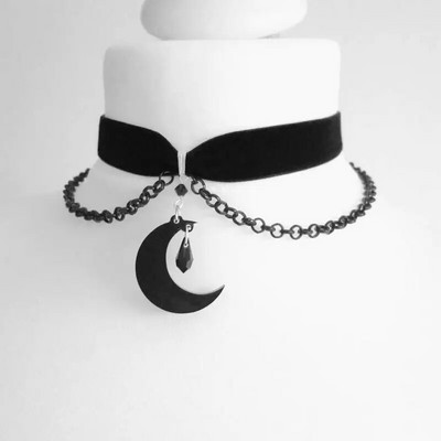 Spider Choker Black Velvet Choker gótikus ékszer Pókháló nyaklánc