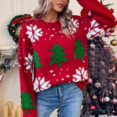 Ženski božićni džemperi Modni labavi pleteni puloveri Džemperi Jesen Zima Deblja topla pletenina Majice džemperi sviter ženskij